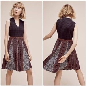 Maeve Black and Red Chevron Midi Dress